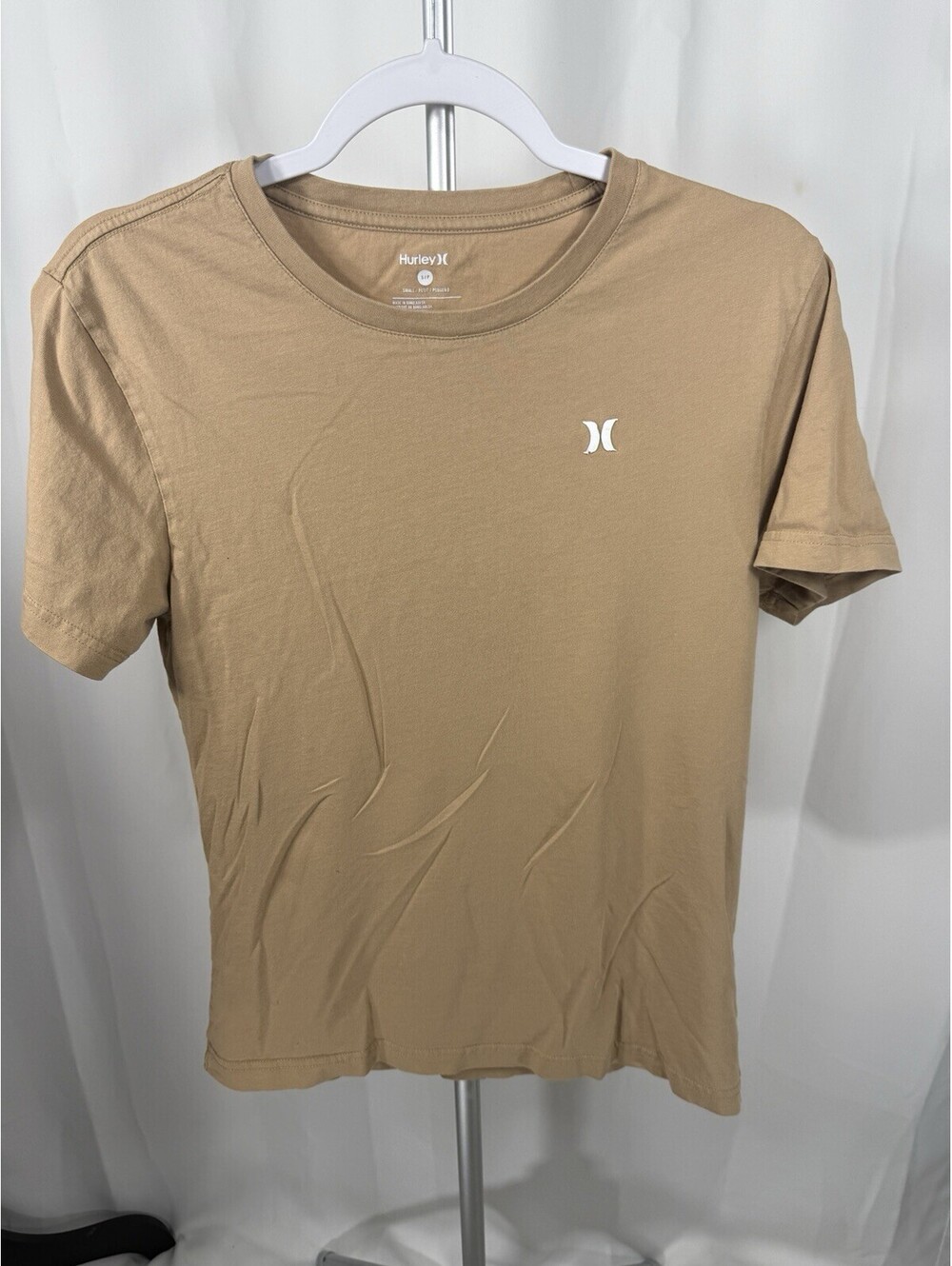 Hurley Icon Logo Tee Mens S Khaki Tan Surf Skate Beach Minimalist Basic Shirt